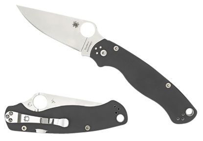 Picture of Spyderco C81gpdgy2 Para Military 2 3.47" Folding Plain Satin Maxamet Steel Blade/Dark Gray Textured G10 Handle Includes Pocket Clip 