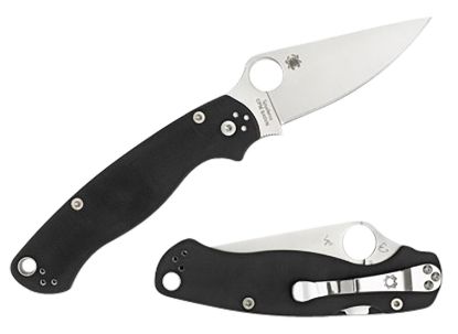 Picture of Spyderco C81gple2 Para Military 2 3.42" Folding Plain Satin Cpm S45vn Ss Blade Black Textured G10 Handle Left Hand Includes Pocket Clip 