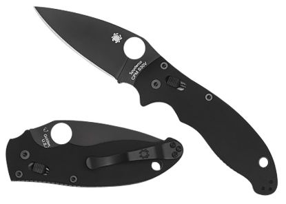 Picture of Spyderco C101gpbbk2 Manix 2 3.37" Folding Plain Black Dlc Cpm S30v Ss Blade/Black Bi-Directional Texturing G10 Handle Includes Pocket Clip 