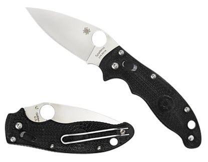 Picture of Spyderco C101pbk2 Manix 2 Lightweight 3.37" Folding Plain Satin Cts Bd1 Ss Blade/Black Bi-Directional Texturing Frcp Handle Includes Pocket Clip 