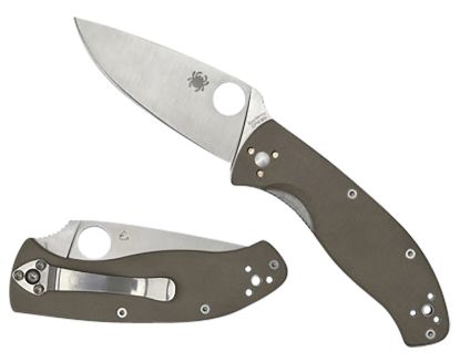 Picture of Spyderco C122gbnm4p Tenacious 3.35" Folding Plain Cpm M4 Blade/ Brown Textured G10 Handle Includes Pocket Clip 