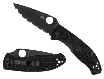 Picture of Spyderco C122pbbk Tenacious Lightweight 3.39" Folding Plain Black Oxide 8Cr13mov Ss Blade/Black Bi-Directional Texturing Frn Handle Includes Pocket Clip 