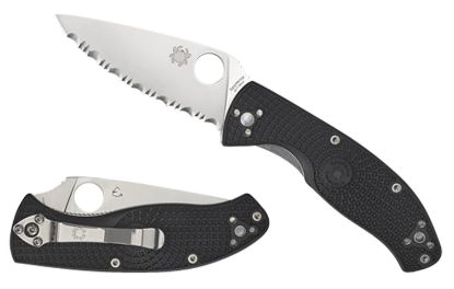 Picture of Spyderco C122pbk Tenacious Lightweight 3.39" Folding Plain Satin 8Cr13mov Ss Blade/Black Bi-Directional Texturing Frn Handle Includes Pocket Clip 