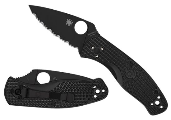 Picture of Spyderco C136pbbk Persistence Lightweight 2.75" Folding Plain Black Oxide 8Cr13mov Ss Blade/Black Bi-Directional Texturing Frn Handle Includes Pocket Clip 