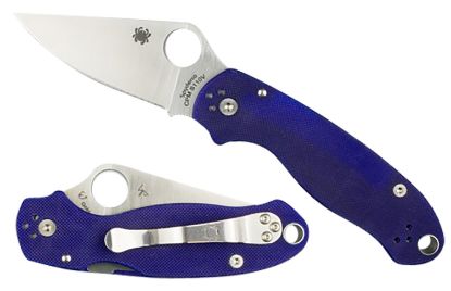 Picture of Spyderco C223gpdbl Para 3 2.95" Folding Plain Satin Cpm S110v Blade/Dark Blue Textured G10 Handle Includes Pocket Clip 