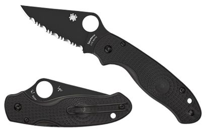 Picture of Spyderco C223pbbk Para 3 Lightweight 2.92" Folding Plain Black Dlc Cts Bd1n Ss Blade/Black Textured Frn Handle Includes Pocket Clip 