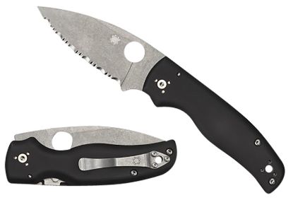 Picture of Spyderco C229gp Shaman 3.58" Folding Plain Stonewashed Cpm S30v Ss Blade/Black Textured G10 Handle Includes Pocket Clip 