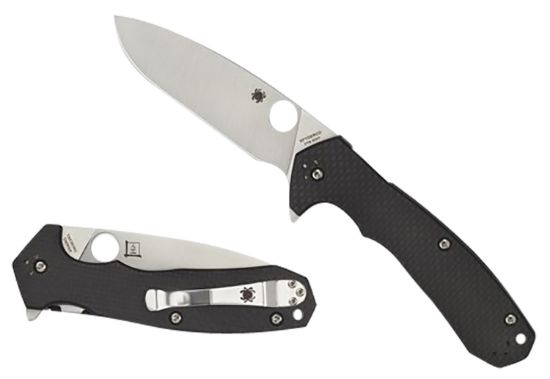 Picture of Spyderco C234cfp Amalgam 3.80" Folding Drop Point Plain Satin Cpm S30v Ss Blade/Black Textured Carbon Fiber/G10 Handle Includes Pocket Clip 