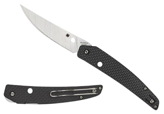 Picture of Spyderco C242cfp Ikuchi 3.26" Folding Plain Cpm S30v Ss Blade/Black Textured Carbon Fiber/G10 Handle Includes Pocket Clip 