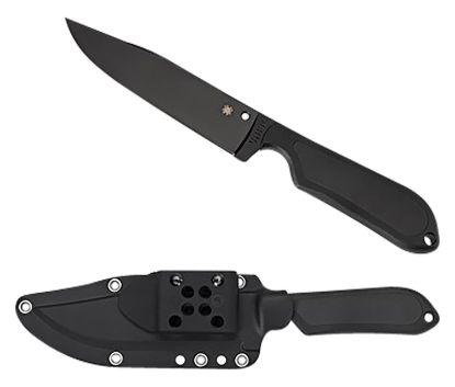 Picture of Spyderco Fb04pbb Street Bowie 5.05" Fixed Clip Point Plain Black Dlc Vg-10 Ss Blade/Black Textured Frn Handle Includes Sheath W/G-Clip 