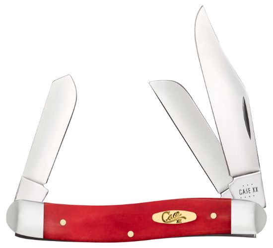 Picture of Case 10764 Dark Red Bone Stockman Folding Clip Point/Sheepsfoot/Spey Plain Mirror Polished Tru-Sharp Ss Blade/ Smooth Dark Red/Pinched Bolsters Bone/Ss Handle 