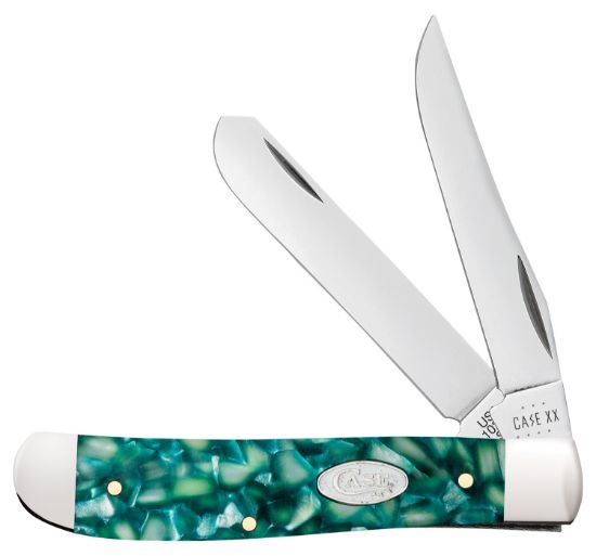 Picture of Case 71381 Sparxx Trapper Mini Folding Clip Point/Spey Plain Mirror Polished Tru-Sharp Ss Blade/Green Kirinite Handle 