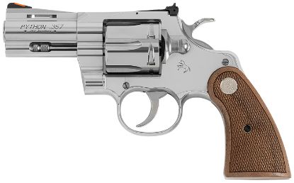 Picture of Colt Mfg Pythonsp2wcts Python 357 Mag/38 Special 6 Shot 2.50" Stainless Recessed Target/Vent Rib Barrel, Stainless Cylinder & Frame, Walnut W/Colt Medallion Grip 