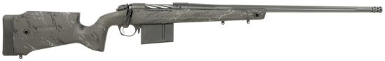 Picture of Bergara Rifles B14lm7513 B-14 Crest 7Mm Prc 3+1 22" Fluted/Threaded, Sniper Gray Cerakote Barrel/Rec, Monte Carlo Carbon Fiber Stock With Black & Gray Splatter, Omni Muzzle Brake 