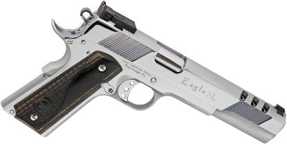 Picture of Iver Johnson Arms Eaglexlc45 Eagle Xl Deluxe 45 Acp 6" Steel Ported Barrel/ Bright Polish Chrome Serrated W/Ports Slide & Steel Frame W/Beavertail Diamondwood Walnut W/Integrated Logo Grips Right Hand