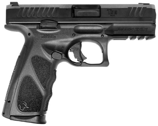 Picture of Taurus 1Ts9sr041 Ts9 Full Size Frame 9Mm Luger 17+1 4" Matte Black Steel Barrel, Matte Black Serrated Steel Slide, Matte Black Polymer Frame W/Picatinny Rail, Black Polymer Grip, Includes 2 Magazines