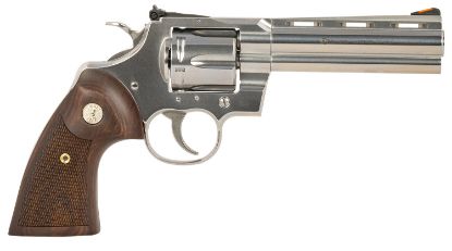 Picture of Colt Mfg Pythonsp5wts Python 357 Mag/38 Special 6 Shot 5" Stainless Recessed Target/Vent Rib Barrel, Stainless Cylinder & Frame, Walnut W/Colt Medallion Grip 