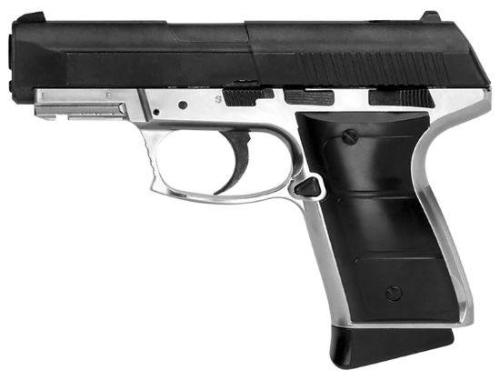 Picture of Daisy 985501442 5501 Powerline Co2 177 Bb 15+1 430 Fps, Smooth Bore Barrel, Black Slide, Silver Metal Frame With Pic. Rail, Molded Grips, Blade Front Sight, Manual Trigger Block Safety 