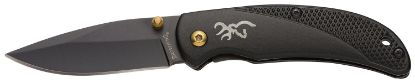 Picture of Browning 3220340 Prism 3 Edc Folding 2.38" Plain Black Oxide 7Cr17mov Ss Blade, Black W/Brass Accents & Logo Anodized Aluminum Handle, Includes Pocket Clip 