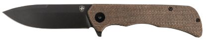 Picture of Templar Knife Pfmbn321 Paladin 3.27" Folding Drop Point Plain Black Powder Coated D2 Steel Blade, 4.40" Brown Micarta Handle Includes Pocket Clip 