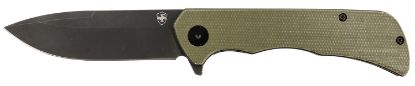 Picture of Templar Knife Pfmgn321 Paladin 3.27" Folding Drop Point Plain Black Powder Coated D2 Steel Blade, 4.40" Green Micarta Handle Includes Pocket Clip 