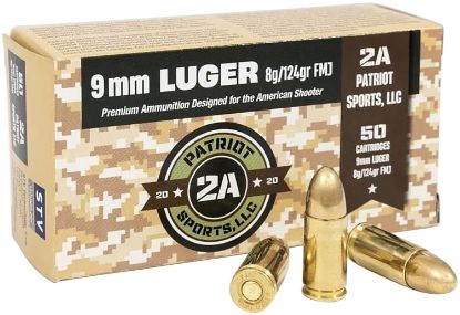 Picture of Patriot Sports Llc P9mm124f 9Mm Luger 124 Gr Full Metal Jacket 50 Per Box/20 Case 