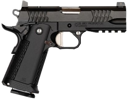 Picture of Jacob Grey Firearms Twc9425 Twc 9Mm Luger 17+1, 4.25" Black Bull Barrel, Black Optic Ready/Serrated Slide, Black Steel Frame W/Beavertail & Picatinny Rail 