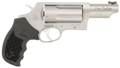 Picture of Taurus 24410P39mag Judge T.O.R.O Magnum Compact Frame 45 Colt (Long Colt)/410 Gauge 5Rd 3" Matte Stainless Steel Barrel, Cylinder & Frame, Black Rubber Grip, Transfer Bar Safety, Exposed Hammer 