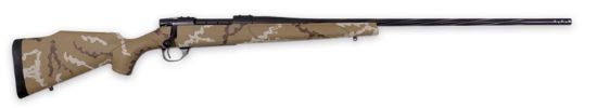 Picture of Weatherby Vhh653wr8b Vanguard Outfitter 6.5-300 Wthby Mag 3+1 26" Threaded/Spiral Fluted, Graphite Black Barrel/Rec, Tan With Brown & White Sponge Synthetic Stock, Accubrake Muzzle Brake, Adj. Trigger