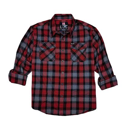 Picture of Hornady Gear 32193 Flannel Shirt Large Red/Black/Gray, Cotton/Polyester, Relaxed Fit Button Up 