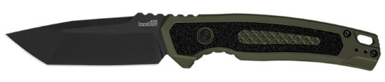 Picture of Kershaw 71050Lblk Launch 16 Automatic 3.45" Folding Tanto Plain Black Cerakote Cpm M4 Blade, Olive Cerakote W/Black Oxide Hardware Aluminum Handle, Includes Pocket Clip 