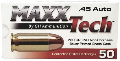 Picture of Maxxtech Ptgb45b Brass Pistol 45 Acp 230 Gr Full Metal Jacket 50 Per Box/ 10 Case 