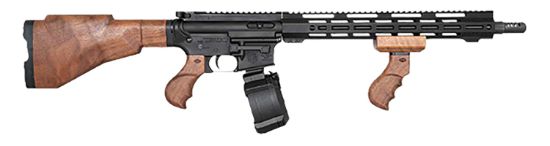 Picture of Diamondback Db1425p001 Dbr Tommy Gun 9Mm Luger 50+1 Drum 16", Black Rec/15" M-Lok Handguard, Wood Tommy Gun Style Furniture With Foregrip, Flash Hider, Includes Savior Equipment Guitar Case 