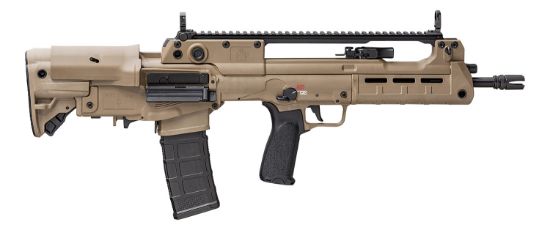 Picture of Springfield Armory Hl916556f Hellion Bullpup 5.56X45mm Nato 30+1 16", Fde, 4 Prong Flash Hider, 5 Position Adjustable Stock W/Cheek Riser, Black Bravo Mod 3 Grip, Ambi Controls/Reversible Case Ejector