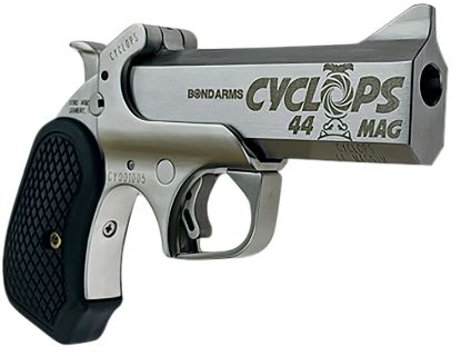 Picture of Bond Arms Bacyp Cyclops Big Bore 44 Mag 1Rd 4.25" Stainless Steel W/Engraved Barrel, Matte Stainless Frame, Black Extended B6 Resin Grip 