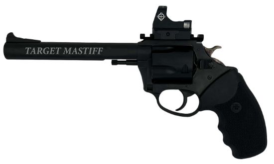 Picture of Charter Arms 64465 Mastiff Target Large Frame 44 Special 5 Shot, 6" Black Nitride Stainless Steel Barrel, Cylinder & Frame, Black Rubber Grip, Sightmark Micro Optic, Exposed Hammer 