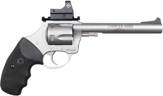 Picture of Charter Arms 73565 Mastiff Target Large Frame 357 Mag 5 Shot, 6" Stainless Steel Barrel, Cylinder & Frame, Sightmark Micro Optic, Picatinny Rail, Black Rubber Grip, Exposed Hammer 