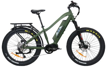 Picture of Bakcou E-Bikes B-M-G-B25 Mule Matte Army Green 18" W/Stand Over Height Of 29.50" Frame, Shimano Alivio Hill-Climbing 9 Speed Bafang M620 Ultra Motor, 35+ Mph Speed 