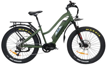 Picture of Bakcou E-Bikes B-Mst26-G-B21 Mule St 26 Matte Army Green 18" W/Stand Over Height Of 26" Frame, Shimano Alivio Hill-Climbing 9 Speed Bafang M620 Ultra Motor, 35+ Mph Speed 