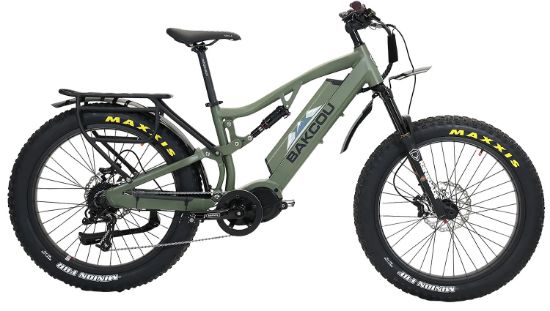 Picture of Bakcou E-Bikes B-S19-G-B25 Storm 25 Large Matte Army Green 19" W/Stand Over Height Of 30.50" Frame, Sram 9Sp, 40T Front & Sram 11-34T Rear Cassette Bafang M620 Ultra Motor 