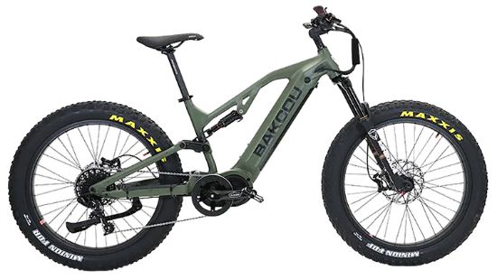 Picture of Bakcou E-Bikes B-Sc19-G-B21 Scout Large Matte Army Green 19" Frame, 11 Speed Sram Nx, 11-42T Rear Cassette Bafangultra Mid-Drive Motor 