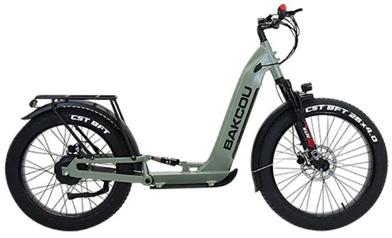 Picture of Bakcou E-Bikes S-Gzy-Sg Grizzly Electric Scooter Sage Green, Bafang 1000W Rear-Hub Motor, 25+ Mph Speed 
