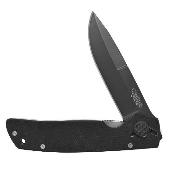 Picture of Camillus 18533-003 Cuda 3.75" Plain Drop Point Black Aus-8 Carbonitride Titanium Blade, Black G10 Handle 