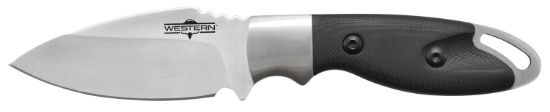 Picture of Camillus 19202 Western Kota 3.25" Fixed Plain Silver 420 Steel Titanium Bonded Blade, Black G10 Handle, Includes Sheath 