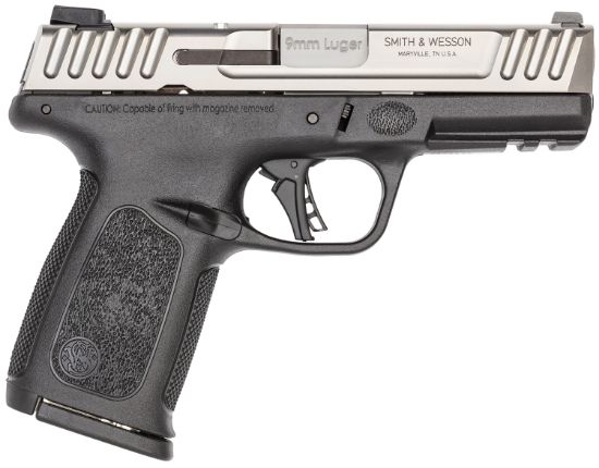 Picture of Smith & Wesson 13935 Sd9 2.0 Compact Frame 9Mm Luger 10+1, 4" Stainless Steel Barrel, Satin Stainless Steel Serrated Slide, Black Polymer Frame W/Picatinny Rail, Black Textured Polymer Grip 