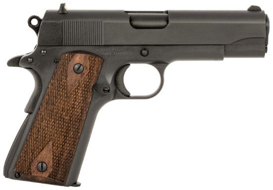 Picture of Tisas 10100114 1911 A1 Tank Commander 45 Acp 7+1 4.25" Black Steel Barrel, Manganese Phosphate Coated Serrated Carbon Steel Slide & Frame W/Beavertail, Turkish Walnut Grip 