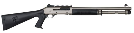 Picture of Mac 21000153 1014 Marine 12 Gauge 3" 5+1 18.50", Electroless Nickel Barrel/Rec, Synthetic Furniture, Fixed Pistol Grip Stock, Ghost Ring Sight, Optics Mount, 3 Chokes 