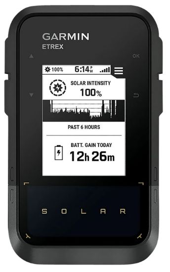 Picture of Garmin 0100278200 Etrex Solar Gps/Smart Features, 28Mb Memory Black 2.20" Transflective/Monochrome Display, Compatible W/Garmin Explore App 