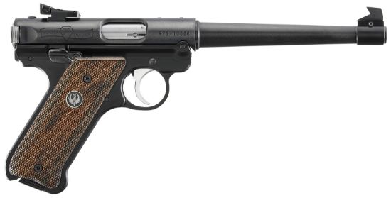 Picture of Ruger 40175 Mark Iv 75Th Anniversary Target 22 Lr 10+1 6.88" Stainless Tapered Target Barrel, Blued Aluminum Frame, Drilled & Tapped, Checkered Wood Laminate Grip, Ambidextrous 