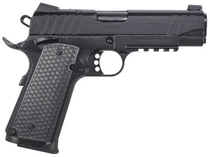 Picture of Girsan 391045 Mc1911 C Influencer Compact 10Mm Auto 9+1 4.40" Blued Steel Barrel, Black Cerakote Optic Ready/Serrated Steel Slide & Frame W/Picatinny Rail & Beavertail, Black Polymer Grip 